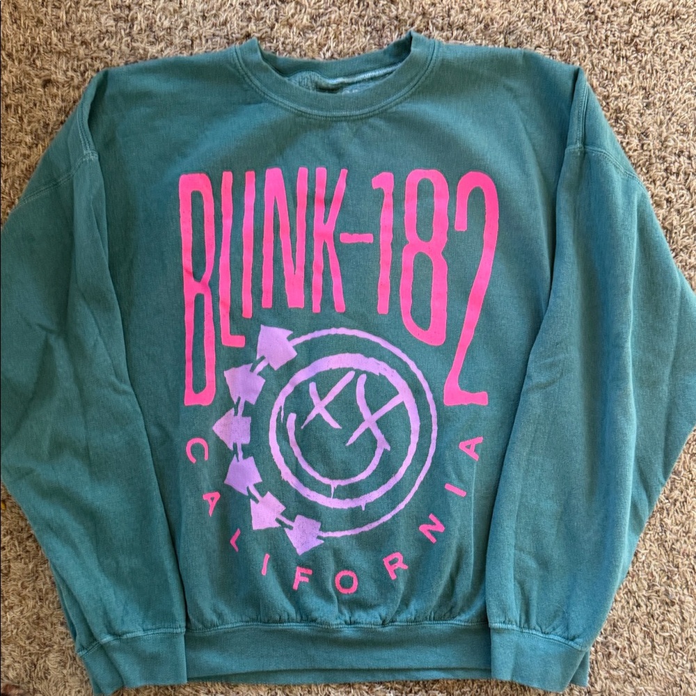Urban Outfitters Green and Pink Blink-182 Sweatshirt